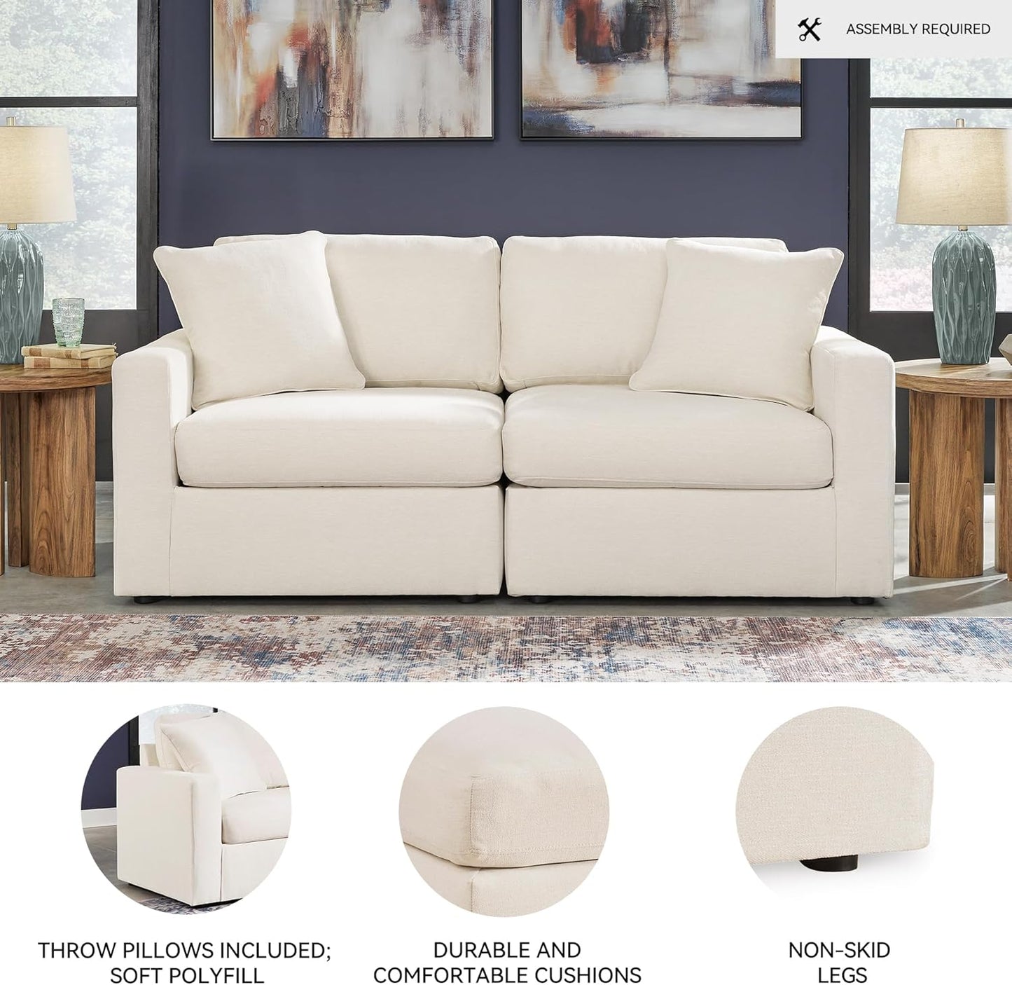 Signature Design by Ashley Modmax Coastal Press-Back Swivel Glider Rocker Recliner with Machine Washable Cover, Hidden Storage Compartments and 2 Bolster Pillows, Beige - Colors A
