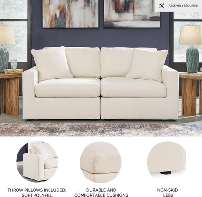 Signature Design by Ashley Modmax Coastal Press-Back Swivel Glider Rocker Recliner with Machine Washable Cover, Hidden Storage Compartments and 2 Bolster Pillows, Beige - Colors A