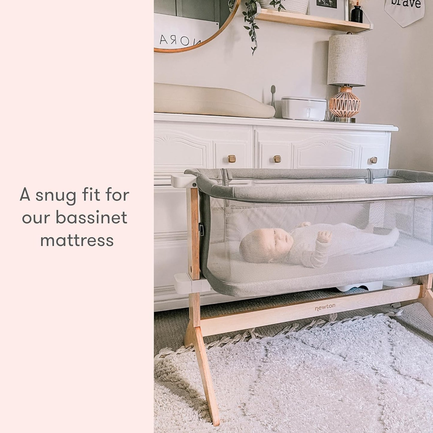 Newton Baby Fitted Sheets for Bassinet & Bedside Sleeper, Essential Bassinet (2-Pack) - Ultra-Breathable, Washable and Ultra-Soft, 100% Muslin, 19" x 35" - Grey