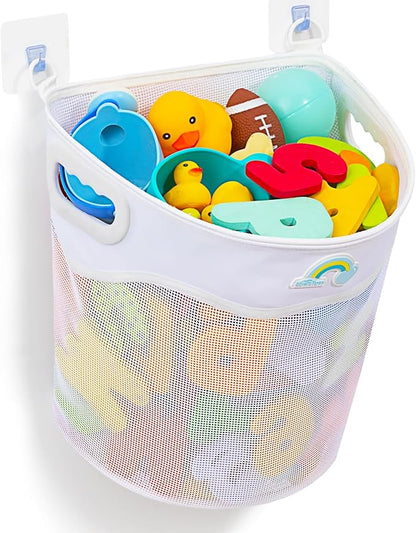 Austion Quick-Fetch Way Mesh Bath Toy Holder, Wide Opening and Large Capacity Bath tub Toy Storage for Easy Access to Toys, Space-Saving Wall-Mounted Bath Toy Organizer, Quick Dry Bathtub Toy Holder