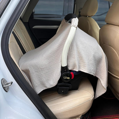 100% Muslin Cotton Car Seat Cover Baby, Carseat Canopy Cover, Universal Fit Stroller Covers for Boys and Girls (Blue)