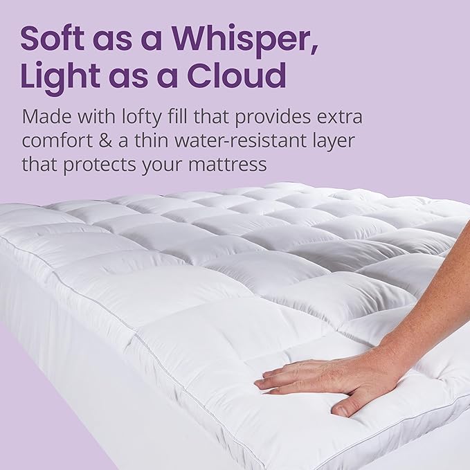SafeRest CloudGuard - King Size Hybrid Mattress Protector & Pad (Extra Padded) - Waterproof Quilted Pillow Top Mattress Cover - Thick, Plush & Fitted Mattress Topper for Bed