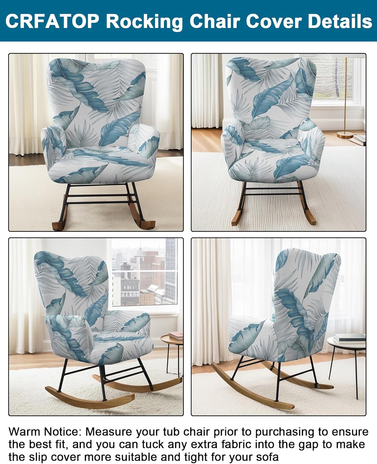 CRFATOP Jacquard 1 PC Nursery Rocking Chair Recliner Covers Upholstered Glider Rocker Banquet Armchair Slipcover Stretch Accent Chairs Furniture Protector for Living Room Bedroom Offices,Green
