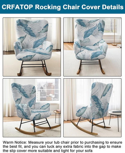 CRFATOP Jacquard 1 PC Nursery Rocking Chair Recliner Covers Upholstered Glider Rocker Banquet Armchair Slipcover Stretch Accent Chairs Furniture Protector for Living Room Bedroom Offices,Green