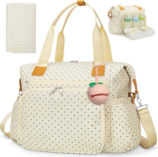KUBYA Diaper Bag Tote, Puffer Diaper Tote Bags for Women Lightweight Travel Work Hospital Baby Bag Crossbody Mommy Bag