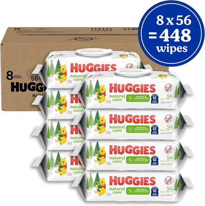 Huggies Natural Care Sensitive Baby Wipes, Unscented, Hypoallergenic, 99% Purified Water, 12 Flip-Top Packs (768 Wipes Total), Packaging May Vary
