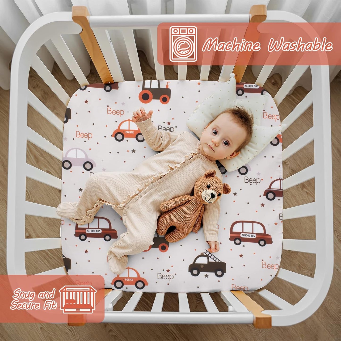 Cloele Square Playard Fitted Sheet 36x36, Ultra Soft Polyester Playpen Sheet for Baby & Pet, Dogs Pattern Pack and Play Crib Sheets, Portable Playard Mattress Cover