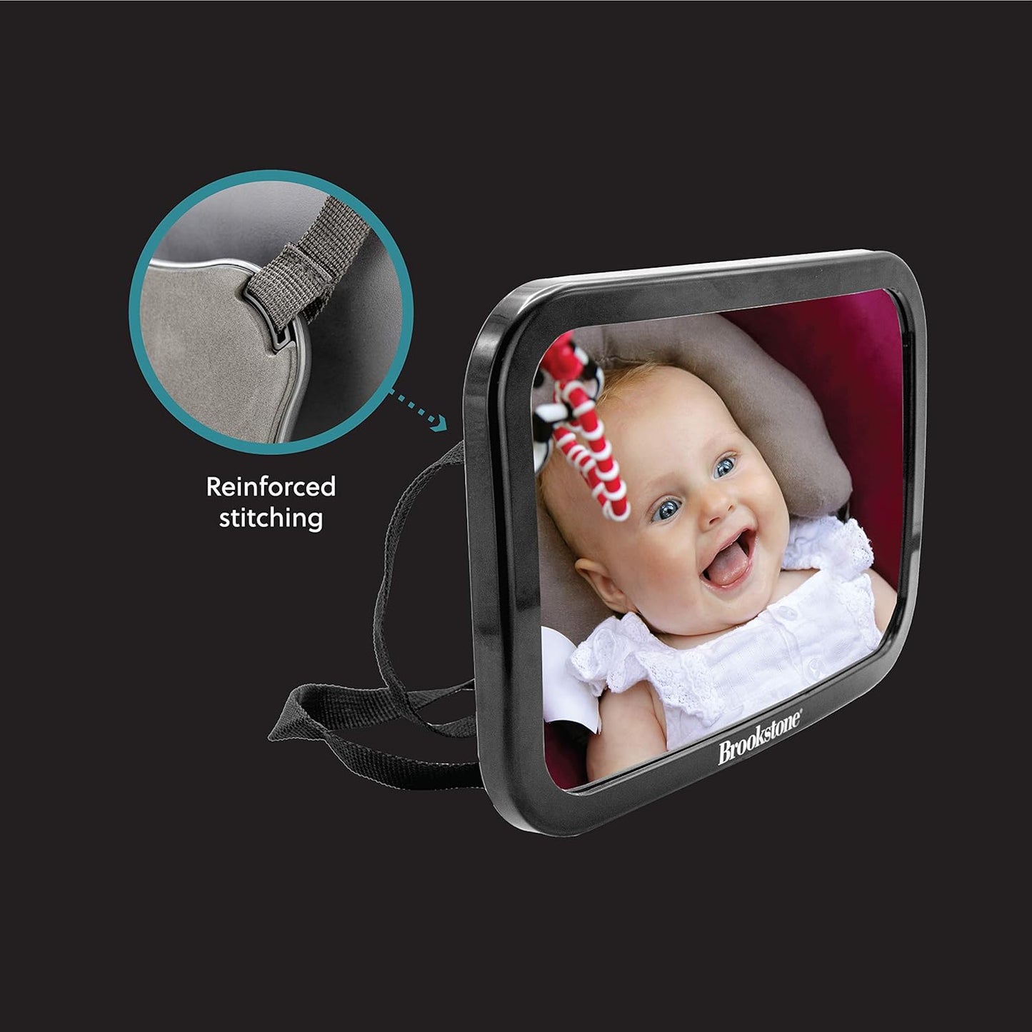 Brookstone Baby Car Mirror, Car Seat Mirror for Newborn, Baby Essentials with Safe Wide Design, Newborn Essentials Must Haves