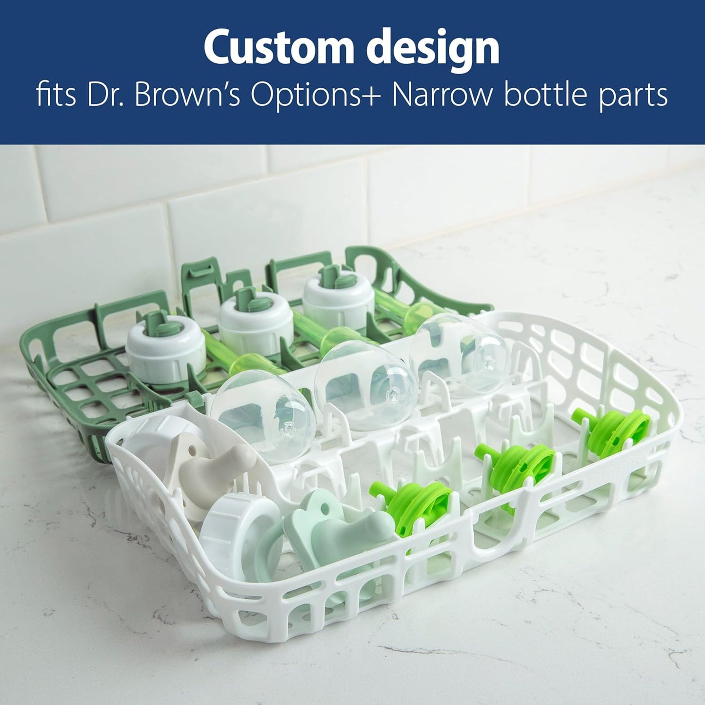 Dr. Brown's Dishwasher Basket for Small Baby Bottle Parts, Pacifiers, and Accessories, Clean, Store and Organize Newborn Essentials, BPA Free, Black