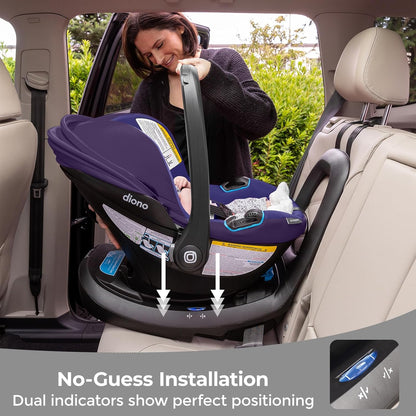 Diono LiteClik30 RXT SafePlus Infant Car Seat and Base, Rear-Facing for Infants 4-30lbs, SafePlus Engineering, with Infant Insert, UPF 50+ Sunshade
