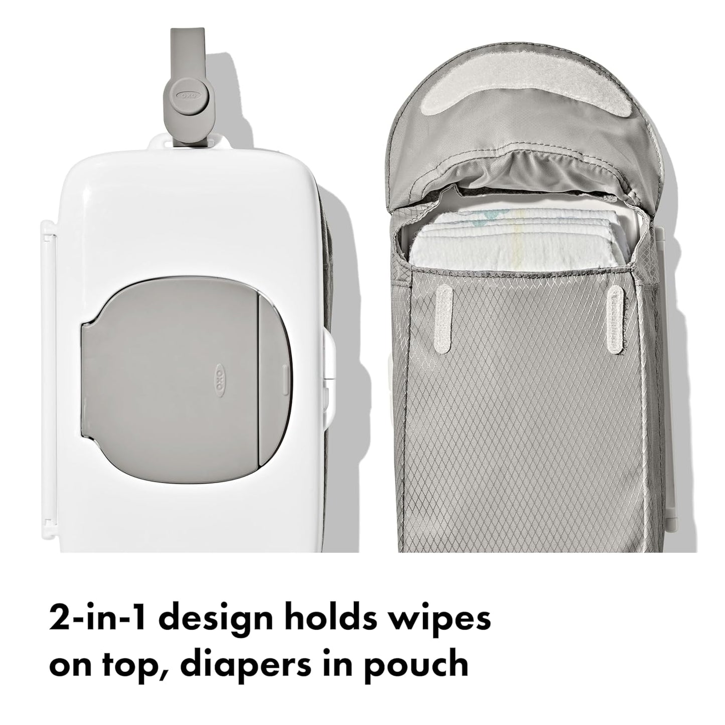OXO Tot On-The-Go Wipes Dispenser with Diaper Pouch, Gray
