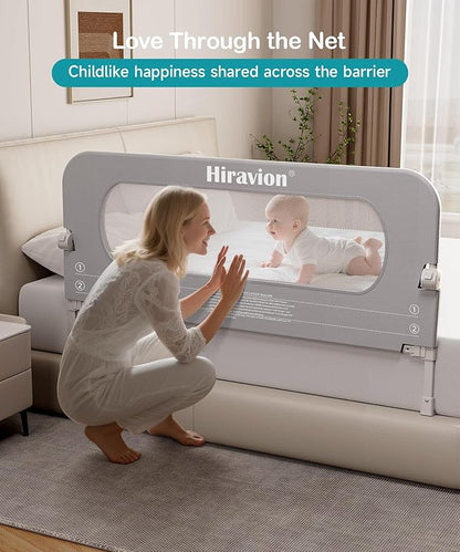 Bed Rail for Toddlers, Baby Bed Rail Guard with U-Shape Base, Height Adjustable & Foldable Toddler Bed Rails for Full Size, Queen, King, Twin (Grey, 33in)