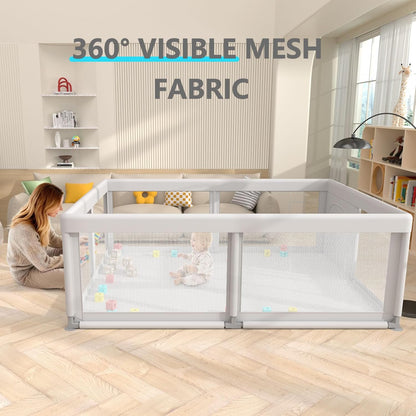 Hiaksedt Baby Playpen 50x50 Inch, Play Pens for Babies and Toddlers Baby Fence Play Yards for Indoor & Outdoor with Breathable Mesh Anti-Fall Playpen