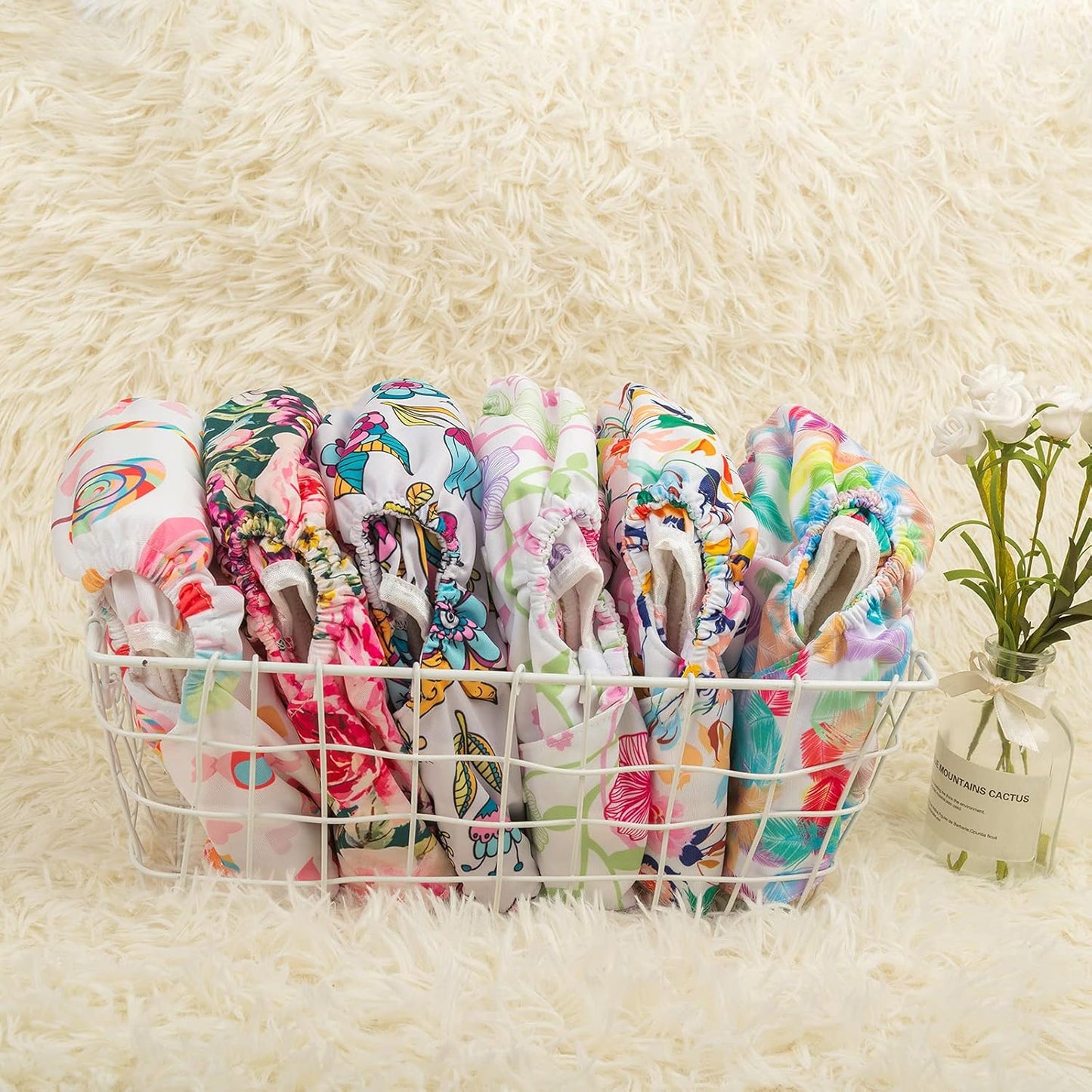 babygoal Cloth Diaper Covers 6 Pack with Wet Bag for Fitted Diapers and Prefolds with Double Gussets, Adjustable and Reusable for Baby Boys and Girls