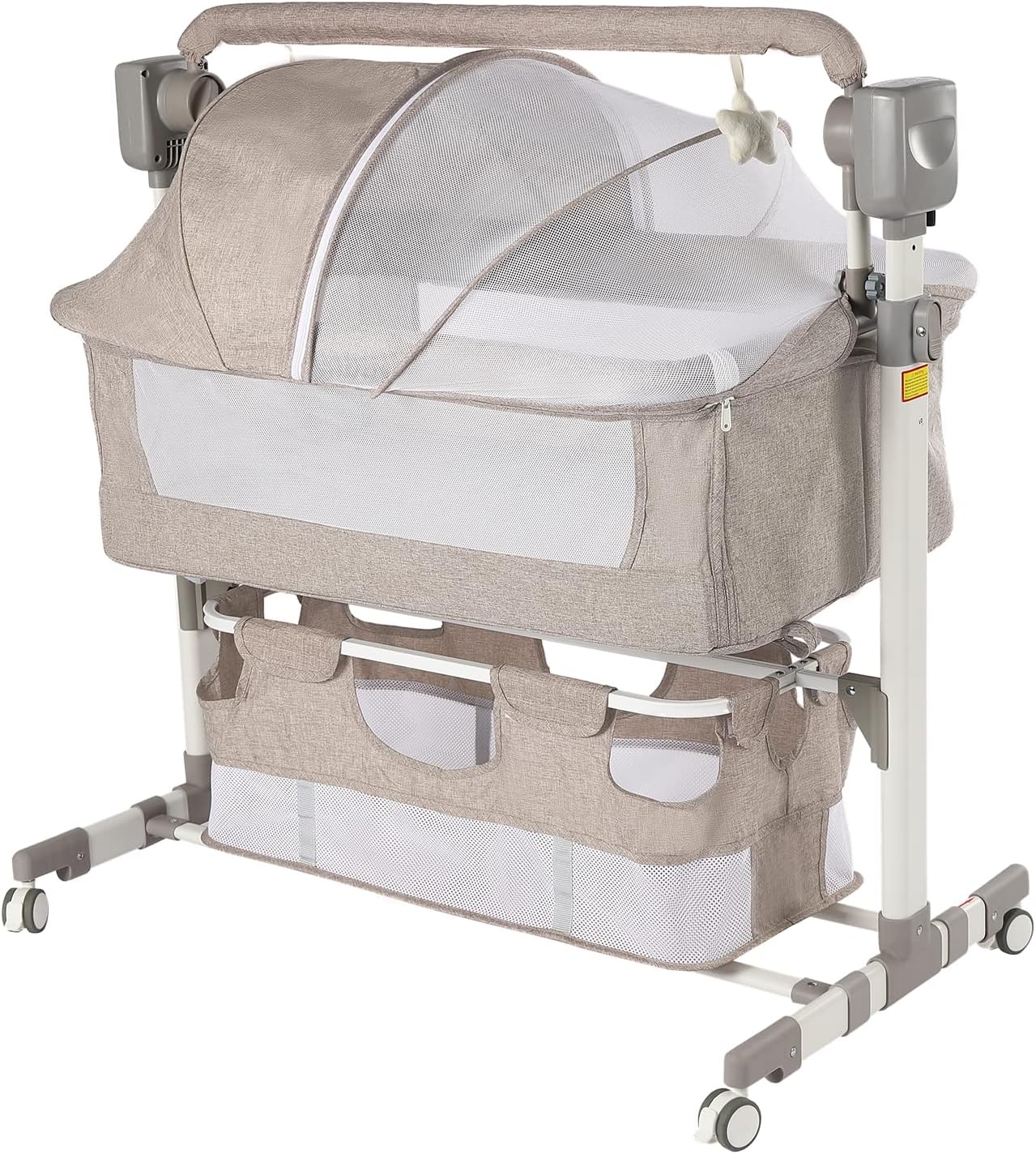 CNCEST Smart Electric Baby Bassinet Bedside Sleeper,Music Play,Automatic Cradle with 3 Speed Timing,5 Speed Wobbling,Portable Baby Bed Height Adjustable Crib,Nets+Mattresses