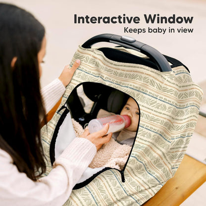 KeaBabies Winter Car Seat Cover Baby, Newborn - Universal Fit Infant Carseat Covers Baby Girl, Boy, Breathable, Lightweight Blanket, Easy to Use Stroller Canopy, Rain, Wind, Sun Shade (Laurel)