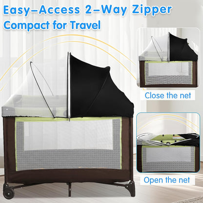 Bassinet Mosquito Net Cover - Half-Blackout Mosquito Net for Baby Crib & Bedside Sleeper, Breathable Crib net with 2-Way Zipper, Sun-Blocking Baby Mosquito Net Cover (Gray-Small)
