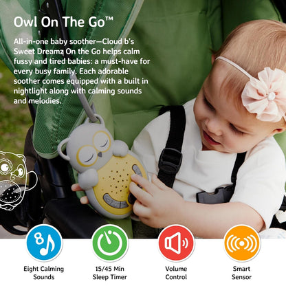 Cloud b Travel Comforting Sound Machine w/Calming Light | 4 White Noise and 4 Lullabies | Re-Activating Smart Sensor | Sweet Dreamz On the Go™ - Fox