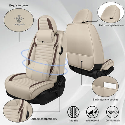 Seat Covers Fit for Mini Convertible 2009-2025 Premium Leather Car Seat Covers, Waterproof Non-Slip and Airbag Compatible, Fashion Car Seat Protector (Black Red,Front Set with Pillow)
