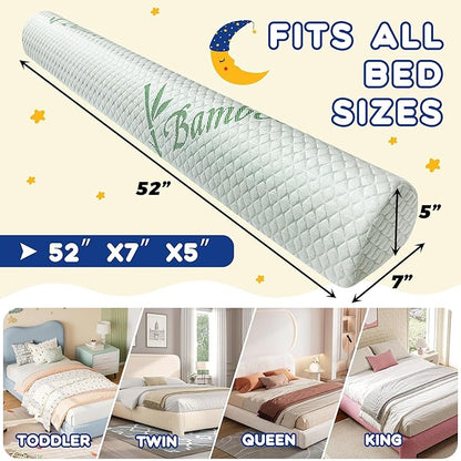 Waterproof Baby Bed Bumper for Toddler with Adjustable Band, Soft Kid Foam Bed Rail for Rental, Vacational, Full, Queen, Twin, King Size Bed, Green, 1 Pack