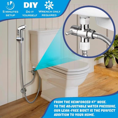 Premium Bidet Sprayer - Handheld Bide Jet Spray for Toilet | Adjustable Water Pressure | Leak-Proof Stainless Steel Toilet Bedit Sprayer | Muslim Shower | Cloth Diaper Washer | Bathroom Bidet