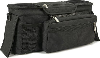 Universal Stroller Organizer, Grey - 2 Insulated Cup Holders - Non-Slip Stroller Caddy Bag - Detachable Phone Pouch - Fits Uppababy, Nuna - New Mom Essentials