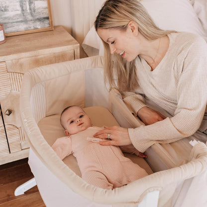 Baby Delight Beside Me Serenity Bassinet | Lightweight Bedside Sleeper & Baby Bassinet | 7-Position Height Adjustment | 100% GOTS Certified Organic Cotton Fabric | Organic Sage