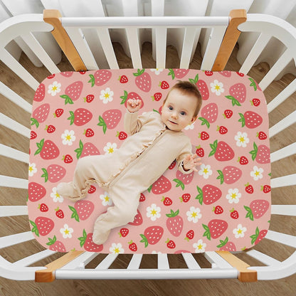Fitted Crib Sheets White Bears with Clouds Stretchy Portable Playard Sheets for Baby Toddler, Breathable Soft Mini Crib Mattress 39 x 27 in for Boys and Girls