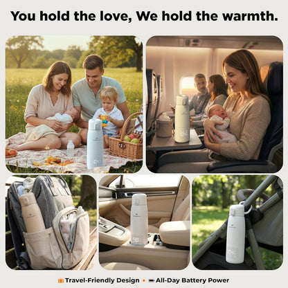 Portable Bottle Warmer for Travel & Night Feeding, Baby Milk Warmer with Built-in Sterilizer, 70 Sec Breast Milk Warming, 2 Min Formula Water Heating, 14,000mAh Battery, 15+ Feeds, 17 oz Capacity