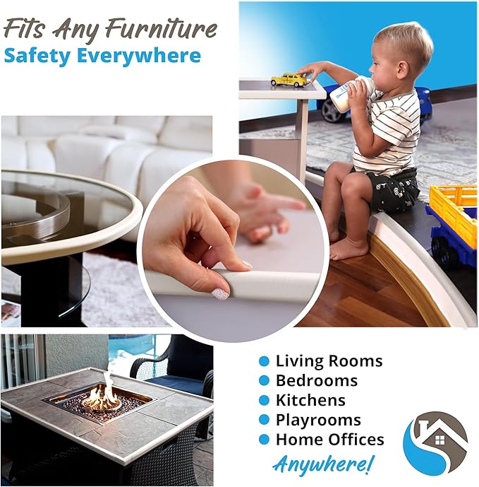 Premium 12ft Edge Protector for Baby, Odorless & Waterproof Foam Cushion with 3M Adhesive Tape, Non-Toxic to Baby Proof Corners and Edges, Wall Corner Protector & Desk Edge Cushion White