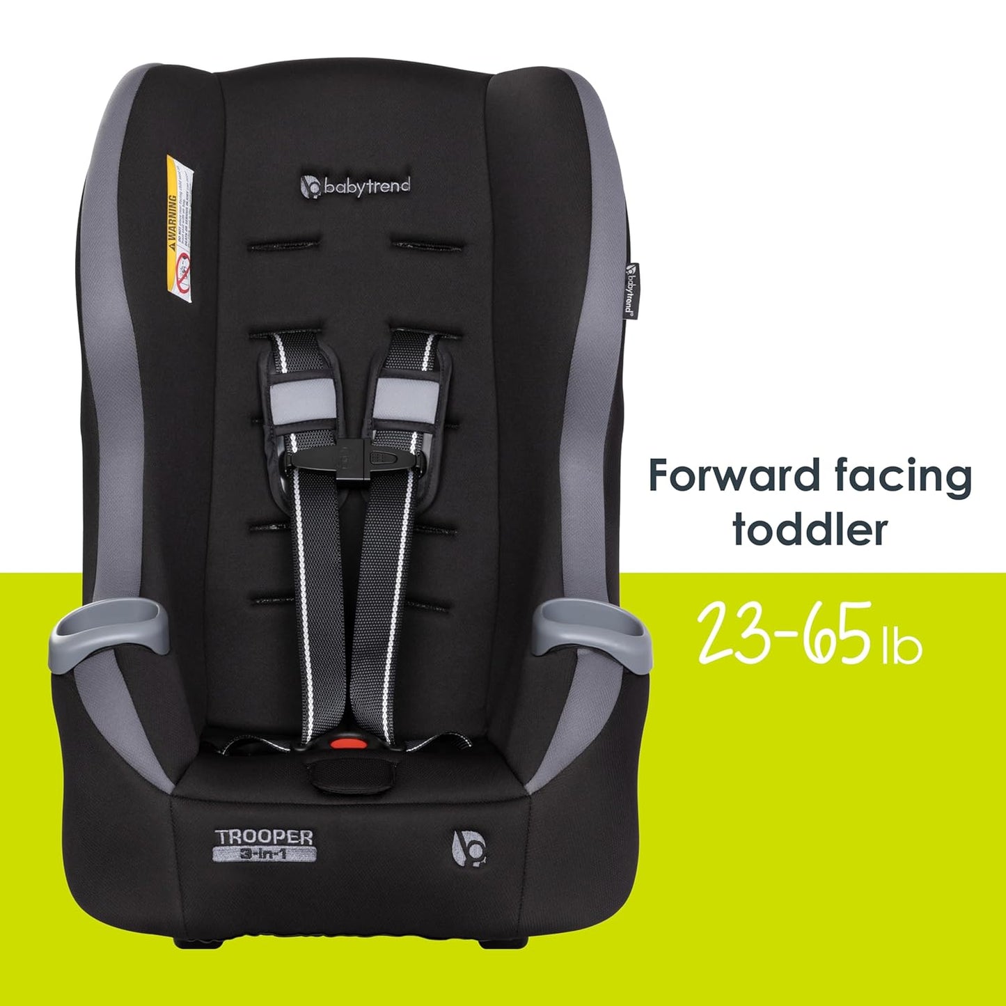 Baby Trend Trooper™ Slim 3-in-1 Convertible Car Seat, Dash Black – Slim Fit, 3-in-1 Growth Modes, Lightweight Design, Adjustable Comfort Padding