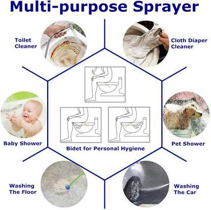 HILFA Handheld Bidet Sprayer for Toilet,Multi-function for Baby Cloth Diaper Sprayer, Shattaf Sprayer, Pets Shower -Quality 304 Stainless Steel Material,Brushed,80ZY14-BN