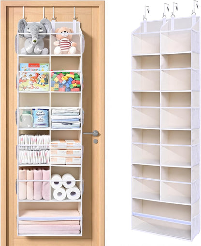 ULG 1 Pack Over Door Organizer with 5 Large and 10 Mesh Side Pockets, 44 lbs Weight Capacity Hanging Storage with Clear Window Kids Toys, Shoes, Diapers, Dark Grey, 5 Layers
