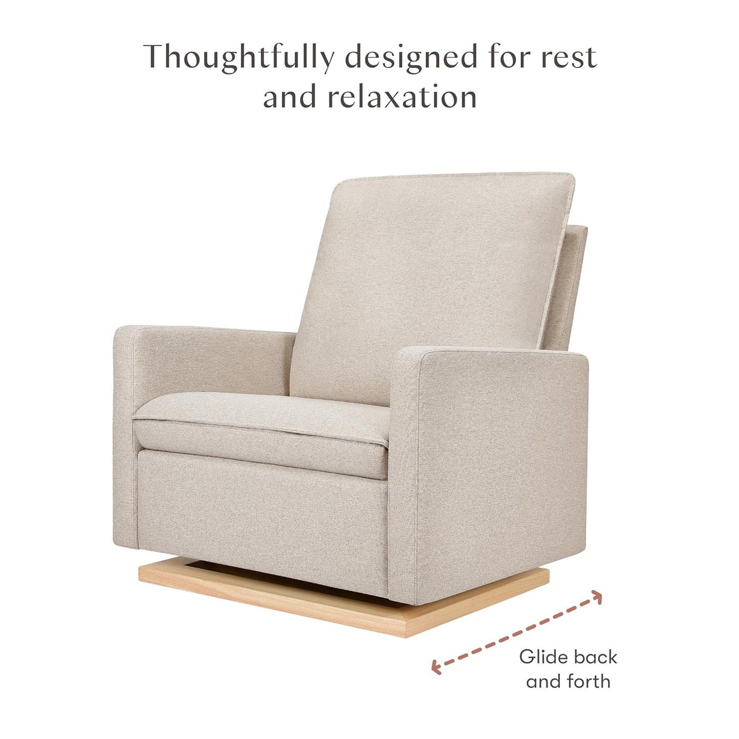 Babyletto Cali Pillowback Swivel Glider in Performance Plastic Cream Eco-Weave, Water Repellent & Stain Resistant, Greenguard Gold and CertiPUR-US Certified