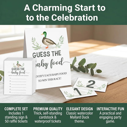 Guess the Baby Food Party Games, Baby Shower Game Set, 1 Standing Sign + 25 Answer Cards + 6 Number Cards, Boho Wild West Gender Reveal Party Decoration Supplies -B05