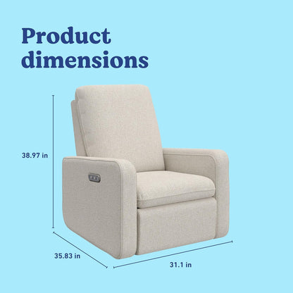 Graco Teddi Power Recliner Swivel Glider, Electronic Power Recline, Oeko-TEX 100 Certified, USB-A & USB-C Charger, Premium Cushioning & Comfort – (Ivory Basketweave)