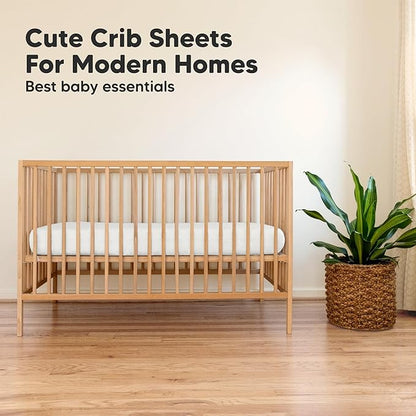 KeaBabies 2-Pack Organic Crib Sheets for Boys, Girls - 52x28 Fitted Crib Mattress Sheet Neutral, Breathable Jersey Cotton Cover for Baby Bed, Toddler Mattress, Soft & Cute Prints (Khaki)