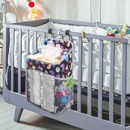 Accmor Hanging Baby Diaper Caddy Organizer, Diaper Stacker, Baby Crib Hanging Classified Storage Bag Organizer for Changing Table, Crib, Playard or Wall & Nursery Organization, Grey