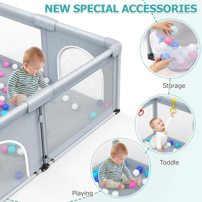 OCATO Baby Playpen Play Pen: Foldable Playpen for Babies and Toddlers Playard for Indoor Outdoor Activity Center Game Fence Safety Area Toddler Play Pen for Babies 6-12 Months Baby Gifts (50" × 50")