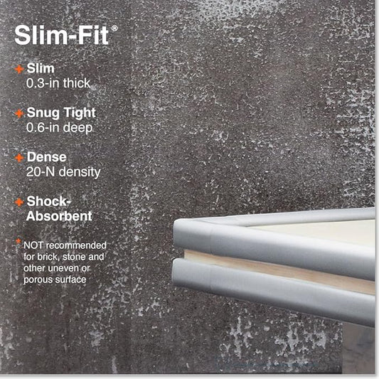 Roving Cove Slimfit Corner Edge Protector for Baby Proofing (Small 15ft Edges 4 Corners), Furniture Safety Bumper Guard, Soft NBR Rubber Foam, 3M Adhesive, Stone Grey