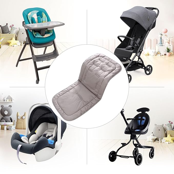 Baby Stroller Cushion,Infant Car Seat Insert-Reversible Universal Breathable and Soft Newborn seat Liner for Stroller,100% Cotton Seat Pad Liner for Newborns-34x78cm,1 Pack（Grey）
