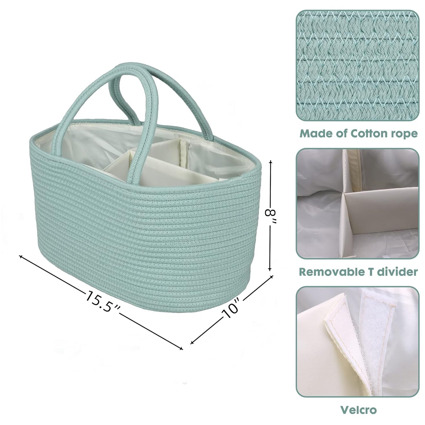Baby Diaper Caddy Organizer for Girl Boy Rope Nursery Storage Bin Basket Portable Holder Tote Bag for Changing Table Car Travel Baby Shower Gifts Newborn Essentials Registry Must Have Items Pink