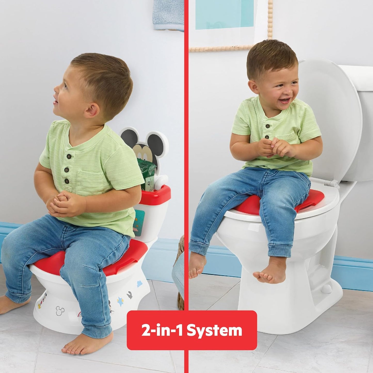 Bright Starts Disney Junior Minnie Mouse My Size Potty Training Toilet, Toddler Potty Chair with Flushing & Cheering Sounds, Removable Seat with Splash Guard & Handles, Ages 18+ Months, Up to 50 lbs