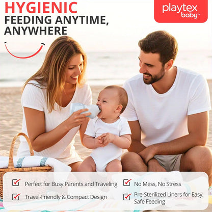 Playtex Baby Anti-Colic Nurser Bottle with Pre-Sterilized Disposable Drop-Ins Liners, 8 Oz Bottles (3 Count), Bottles for Newborn and Breastfeeding Babies, Feeding Essentials