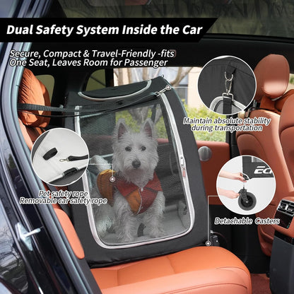 EchoSmile 4 Wheels Pet Stroller, Dog & Cat Stroller for All-Season, Lightweight Carrier with Storage Basket, Adjustable Handle, Removable Pad, Breathable Mesh, Up to 135 lbs, Grey