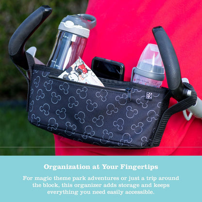 Disney Baby by J.L. Childress Cargo 'N Drinks Parent Tray - Baby Stroller Cup Holder, Essential Travel Accessories, Stroller Caddy Organizer, Fits UPPAbaby, Doona, Nuna, & More - Mickey Mouse