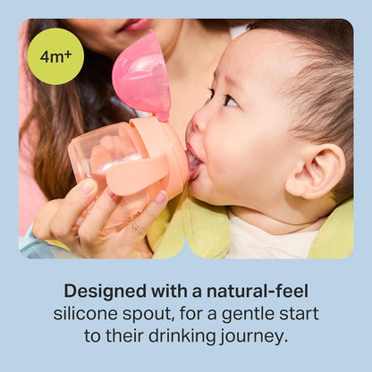 Tommee Tippee Starter Weighted Straw Baby & Toddler 10oz Sippy Cup for 6 Months+, with Silicone Weighted Straw and Easy-Hold Handles, BPA Free, Pink & Purple, Pack of 2
