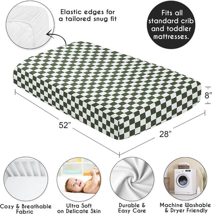 Sweet Jojo Designs 2-Piece Baby Bassinet Sheets Set (Black/White Gingham Checkered Plaid) for Boy/Girl, Infant Newborn Nursery, Oval, Rectangle & Hourglass Mattress (Solid Onyx & Classic Checkerboard)