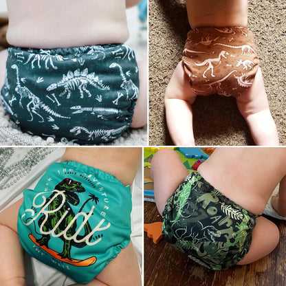 Mama Koala 3.0 Pocket Cloth Diapers for Babies with AWJ Lining, 6 Pack with 6 4-Layer Natural Cloth Diaper Inserts - Reusable and Washable Pocket Diapers(Hardworking Bees) - Colors B