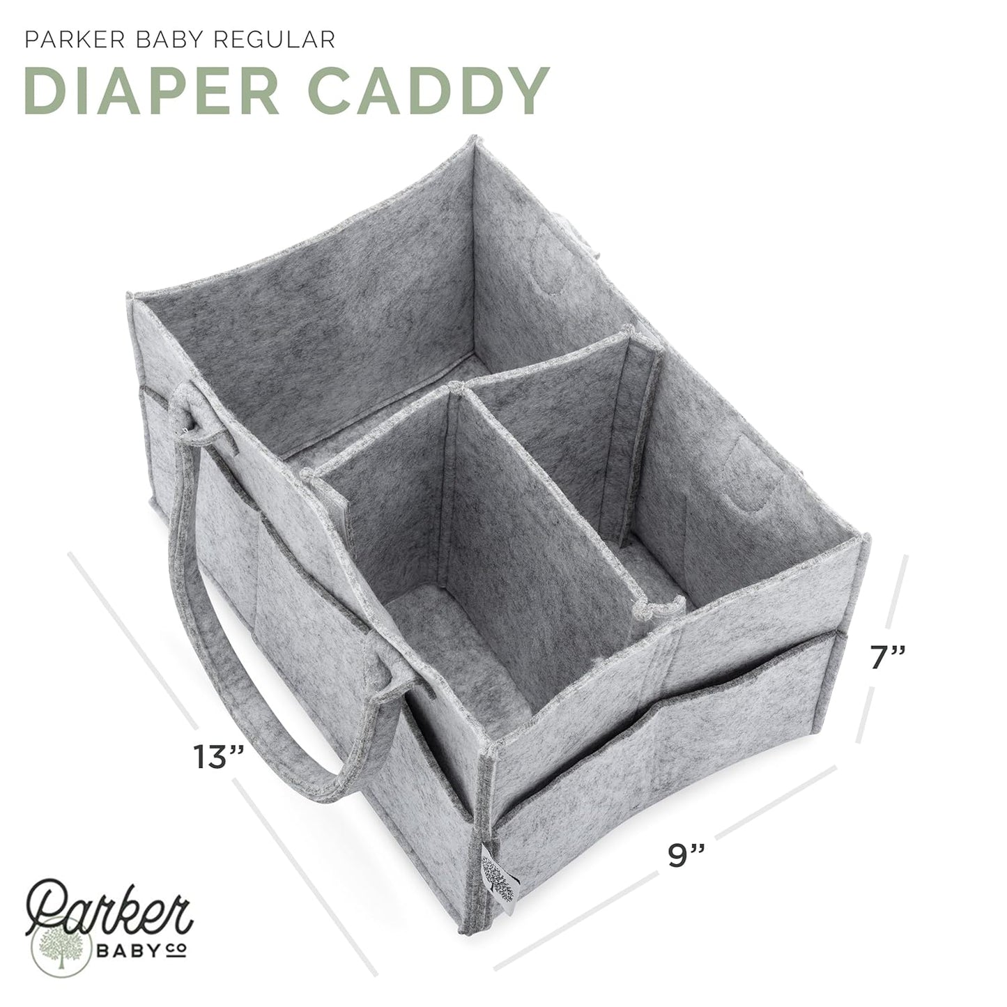 Parker Baby Diaper Caddy - Nursery Storage Bin and Car Organizer for Diapers and Baby Wipes - White, Large